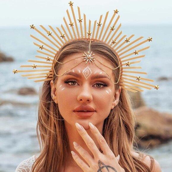 Gold Star Headband Halo Crown for Women Halloween Costume Accessory